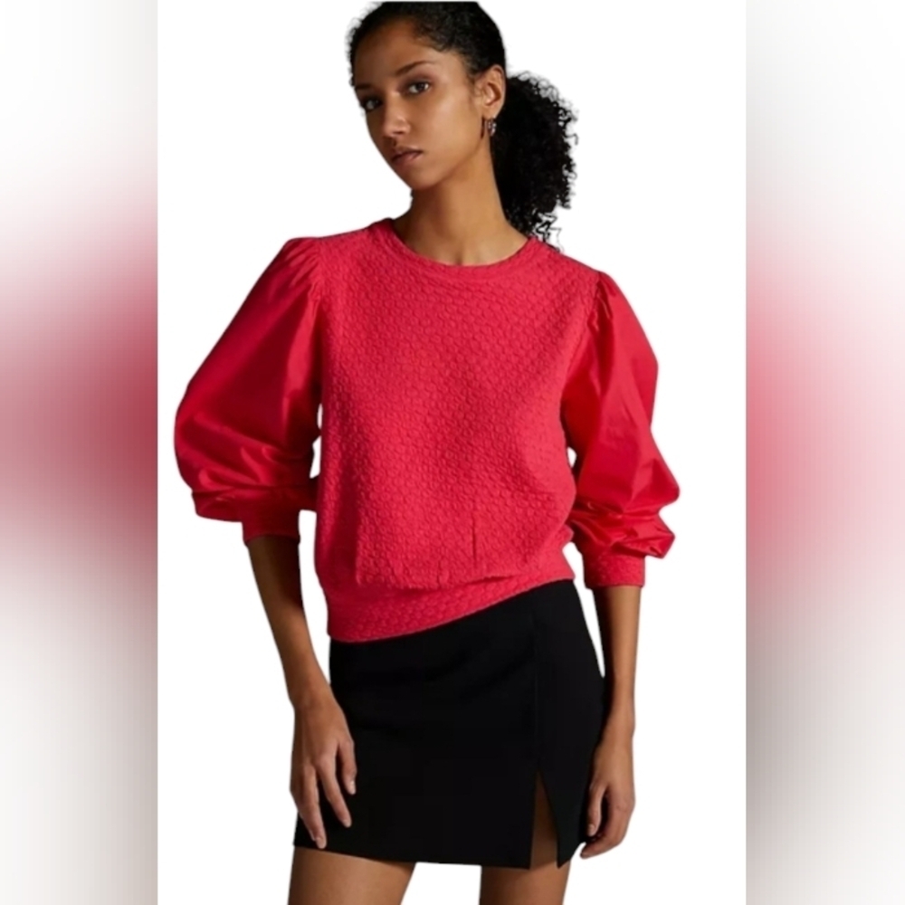 Anthropologie Porridge EUC Fuchsia Pink Quilted Longsleeve Blouse Medium